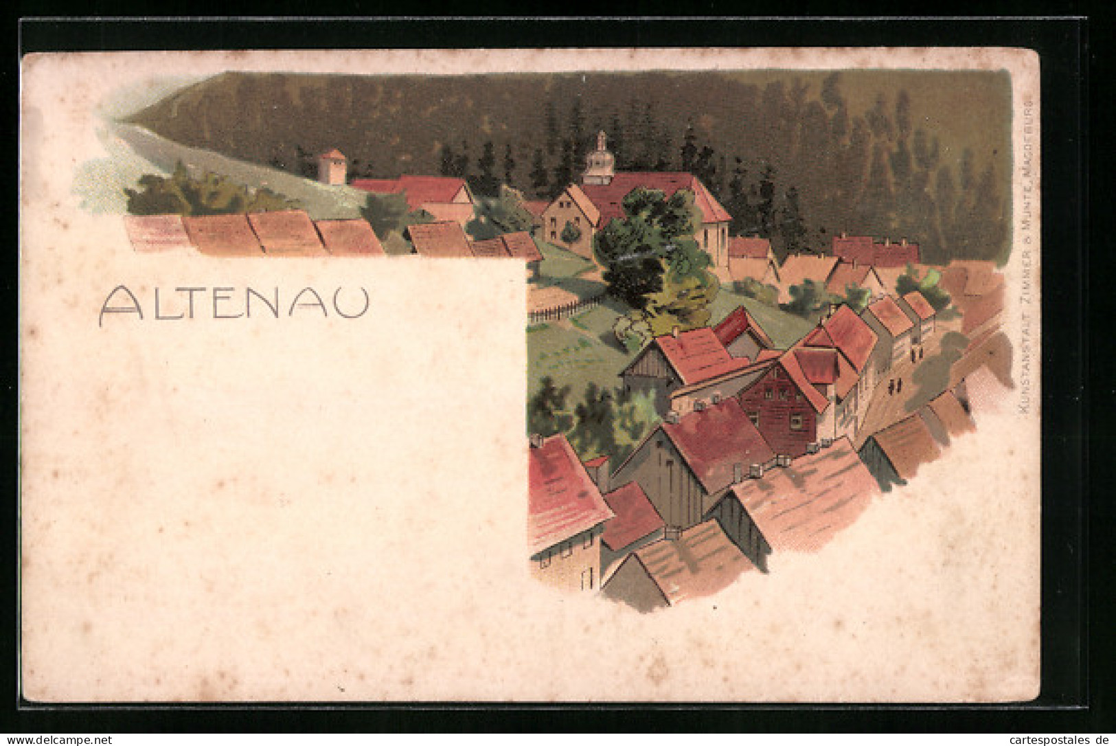 Künstler-AK Altenau, Blick über Die Gesamte Ortschaft  - Altenau