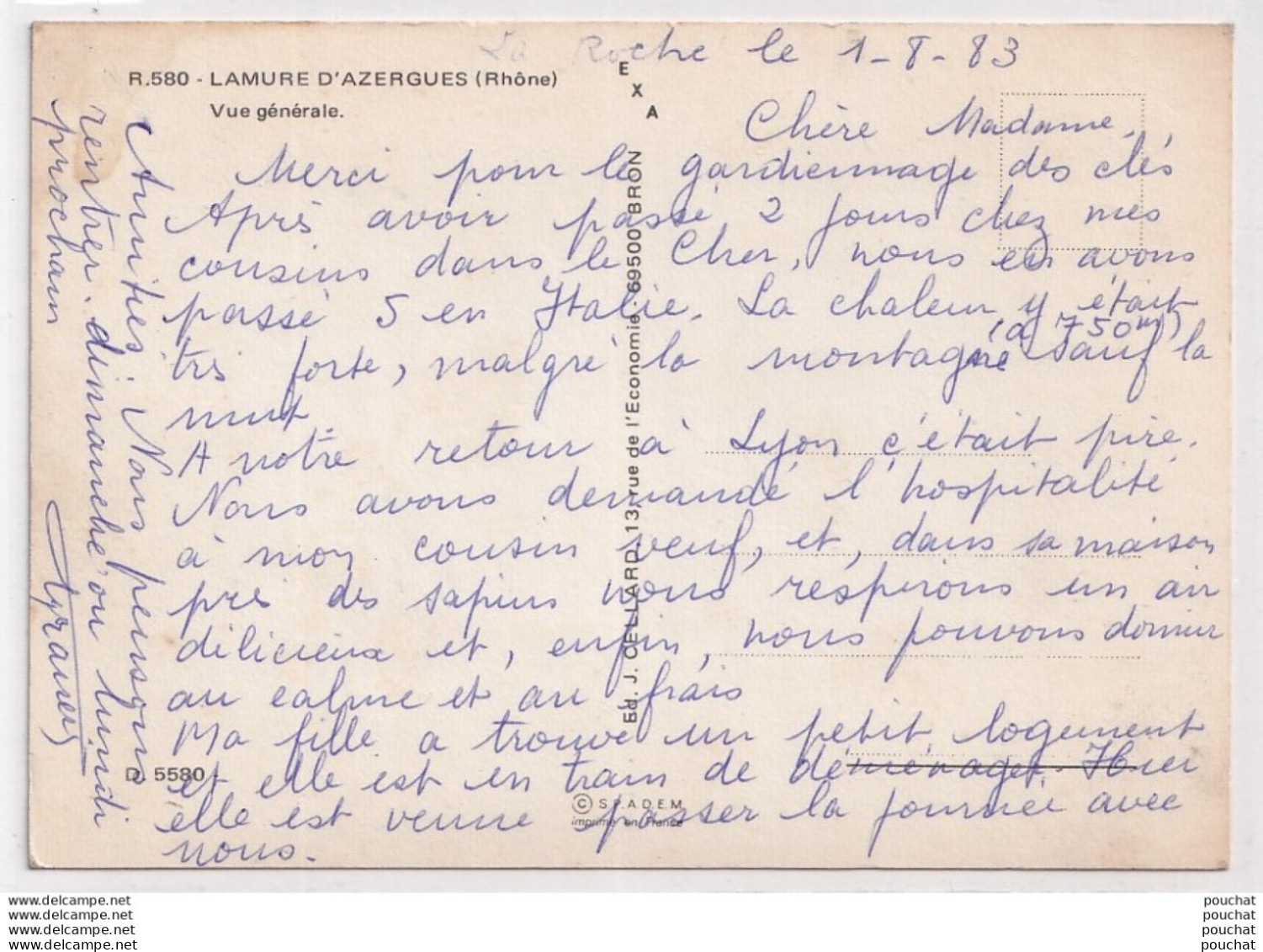 L4-69) LAMURE SUR AZERGUES (RHONE) VUE GENERALE  - ( 2 SCANS ) - Lamure Sur Azergues