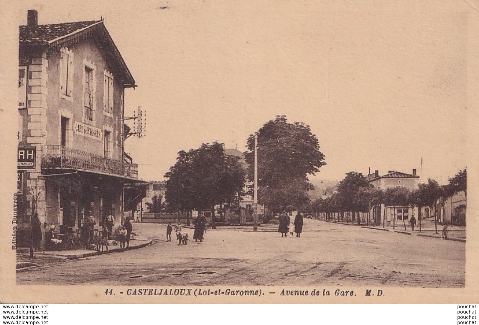 L17-47) CASTELJALOUX (LOT ET GARONNE) AVENUE DE LA GARE  CAFE DU PROGRES  - ANIMEE - ( 2 SCANS ) - Casteljaloux