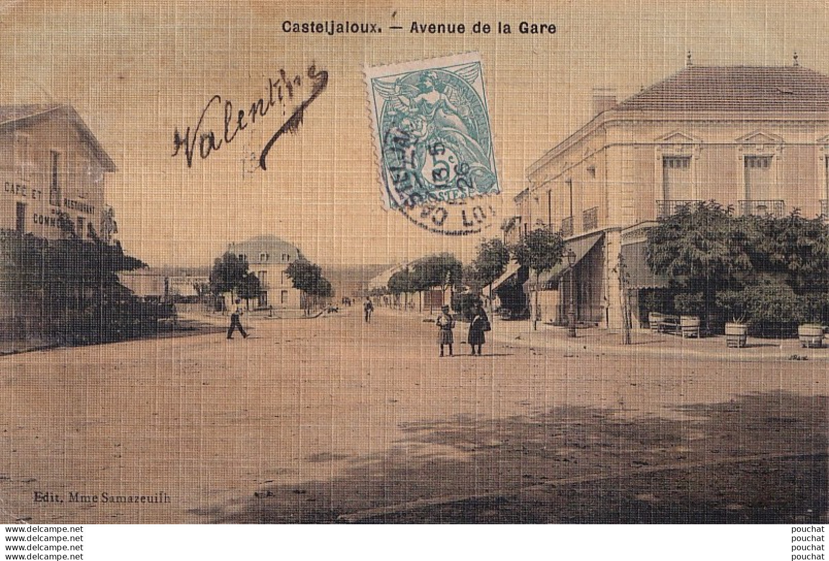 L17-47) CASTELJALOUX - AVENUE DE LA GARE - ANIMEE - HABITANTS - CARTE TOILEE COULEURS  -  EN 1906 - Casteljaloux