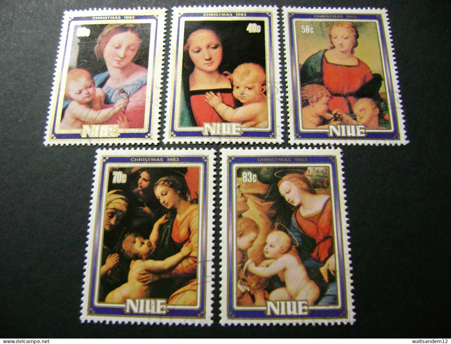 Niue - 1983 + 1984 + 1985 Christmas Issues (SG 503-7, Ms522, Ms580, Ms609) - Used [4 Images] - Niue