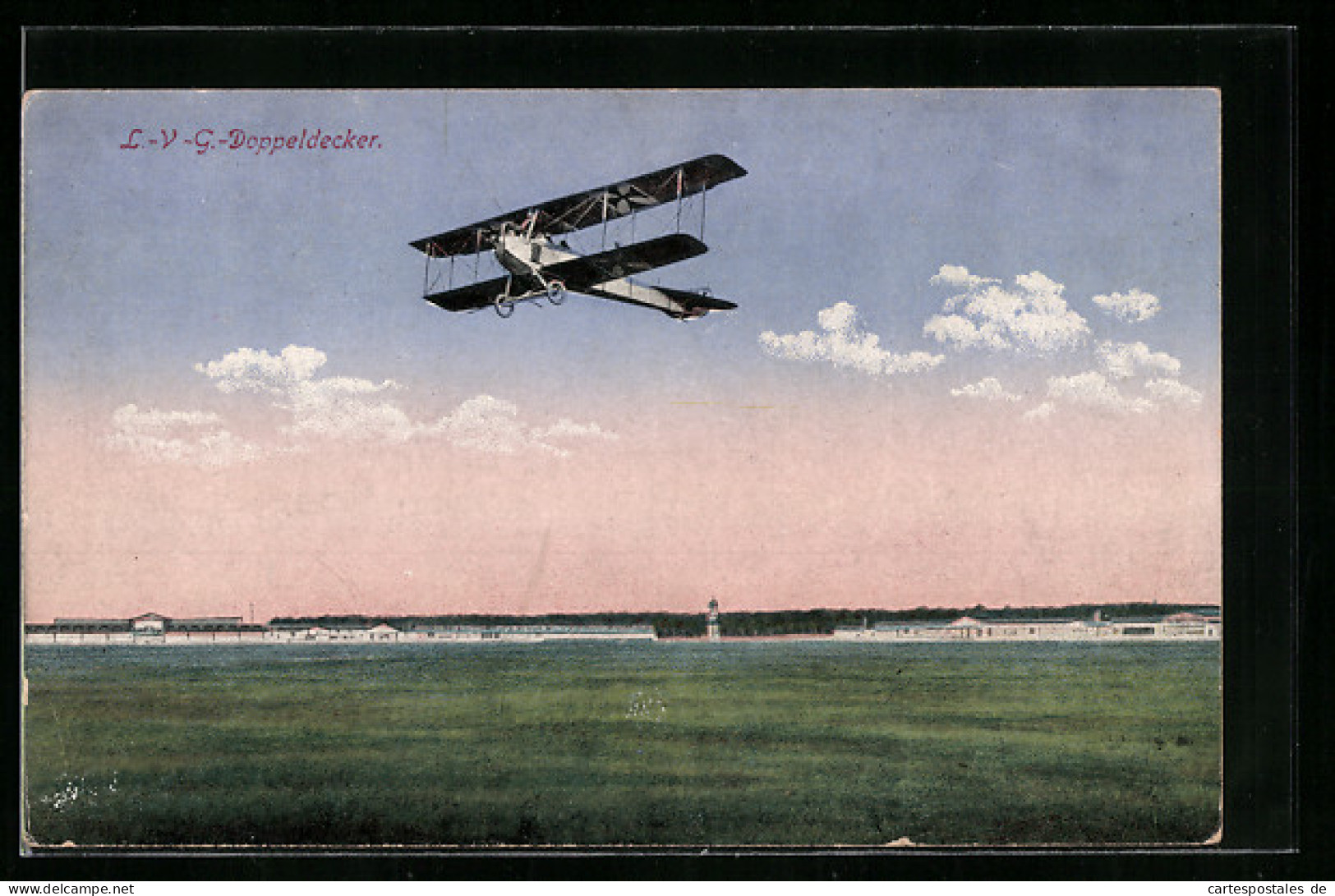 AK L.-V.-G.-Doppeldecker Im Flug  - 1914-1918: 1ère Guerre