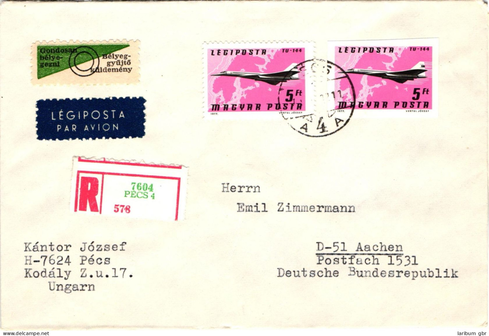 Ungarn 3222-29 A/B verteilt auf 8 Briefe als Einschreiben nach Aachen #JD101