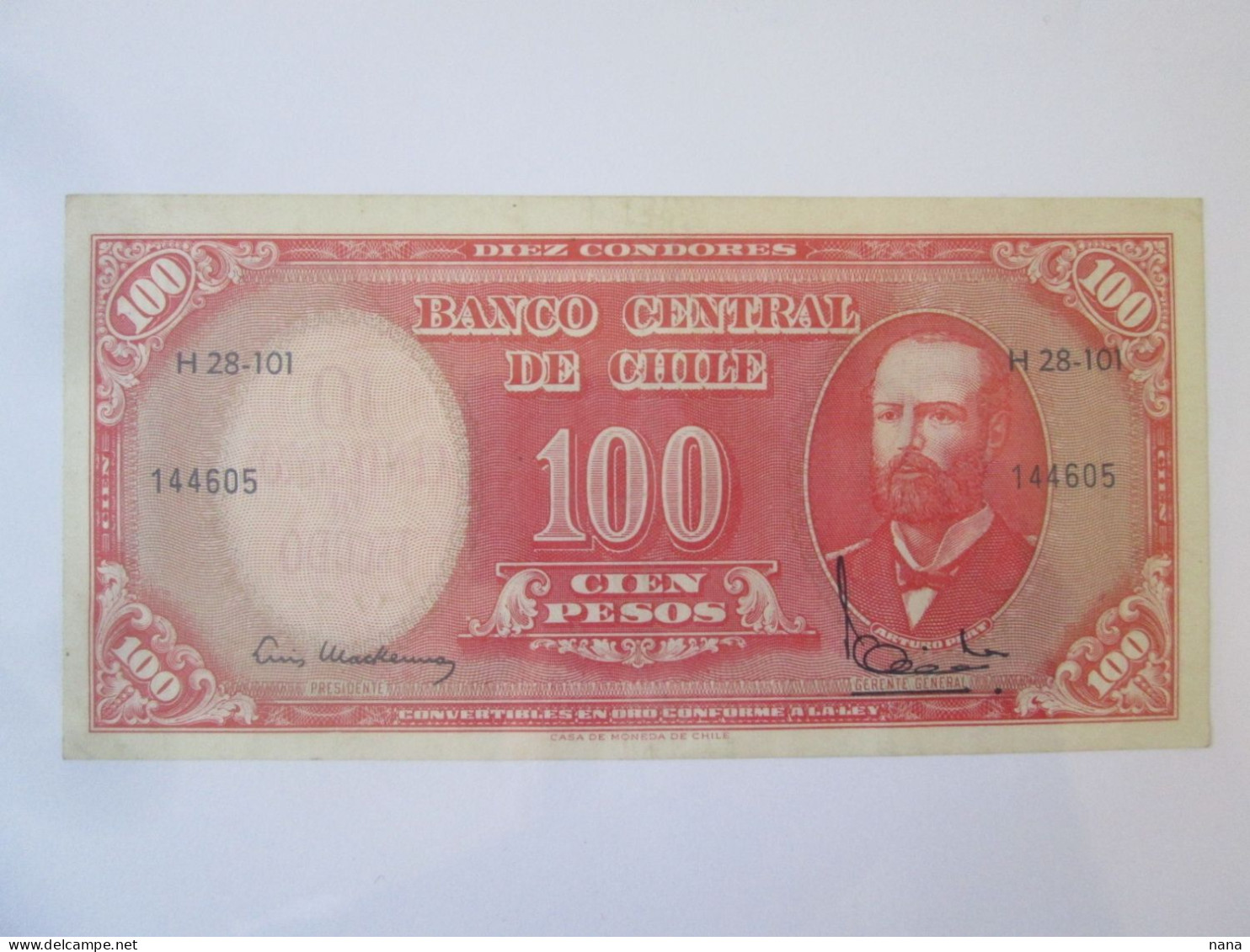 Chile 100 Pesos 1961 AUNC Banknote See Pictures - Chile