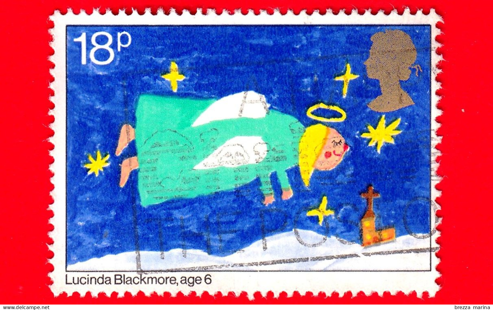 GB  - UK - GRAN BRETAGNA - Usato - 1981 - Natale - Disegni Di Bambini - Angelo Volante - 18 - Usados