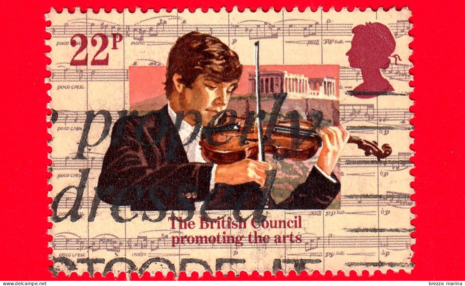 INGHILTERRA - GB - Usato - 1984 - Consiglio Britannico - Promoting The Arts - Violinista E Acropoli Di Atene - 22 - Usados