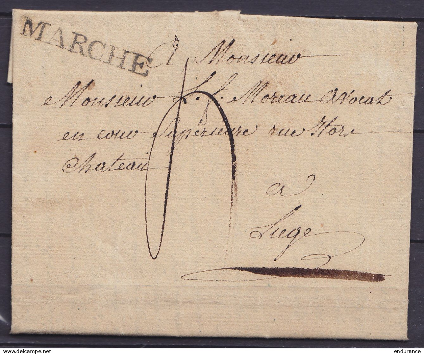 L. Datée 6 Mai 1817 De MARCHE Pour LIEGE - Griffe "MARCHE" - Port "4" - 1815-1830 (Dutch Period)
