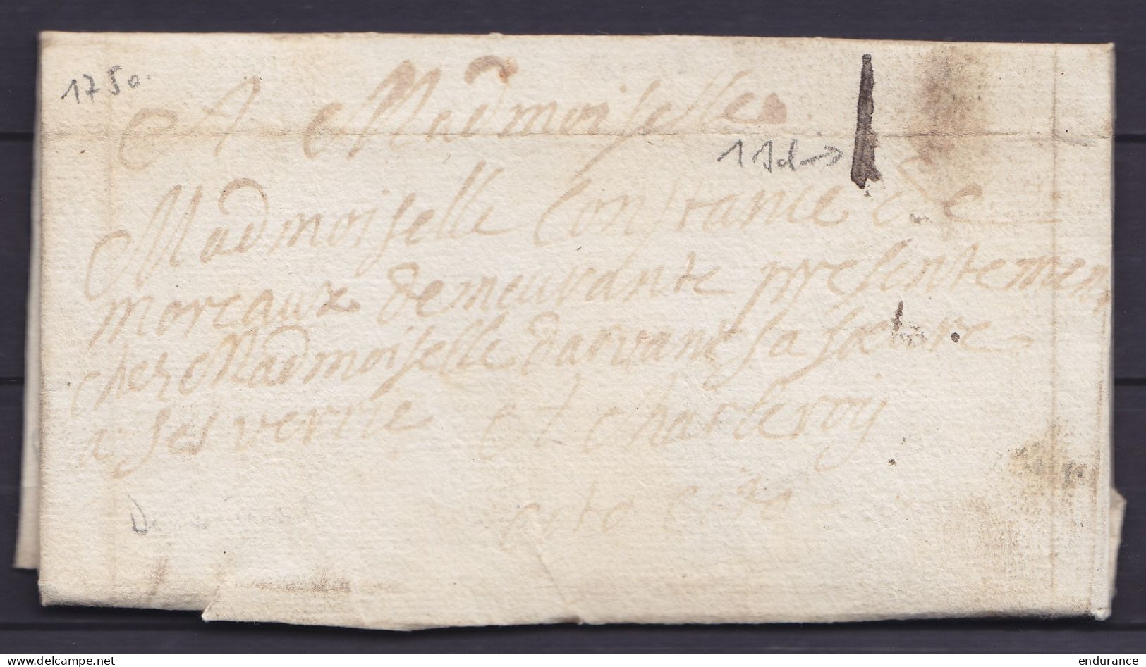 L. Datée 18 Novembre 1750 De DINANT Pour CHARLEROY - Port "I" (1 Sol) - Man. "cito Cito" (pressée) - 1714-1794 (Paises Bajos Austriacos)