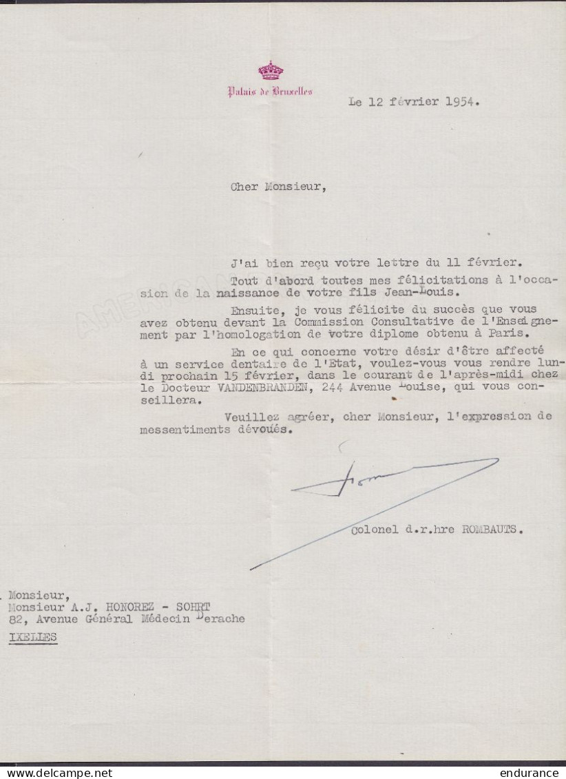 LAC Franchise Grand Maréchal De La Cour Pour Médecin-dentiste à IXELLES - Flam. BRUXELLES 1 /12 II 1954 - Griffe "SERVIC - Franchise