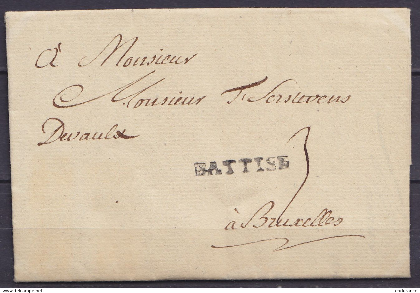 L. Datée 7 Février 1784 De DOLHAIN Pour BRUXELLES - Griffe "BATTISE" - Port "3" - 1714-1794 (Oesterreichische Niederlande)
