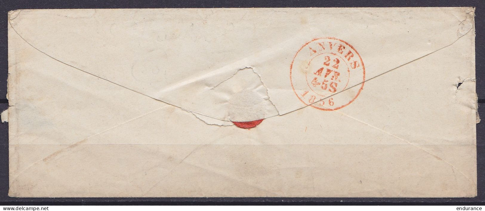LSC (sans Texte) Càd ANVERS /22 AVR 1856 Pour E/V - Port "2" Au Tampon (R !) - 1851-1857 Medaillen (6/8)