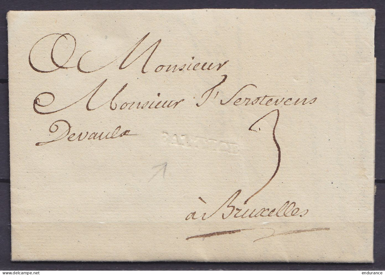 L. Datée 18 Juin 1783 De DOLHAIN Pour BRUXELLES - Griffe En Creux "BATTICE" - Port "3" - 1714-1794 (Oostenrijkse Nederlanden)
