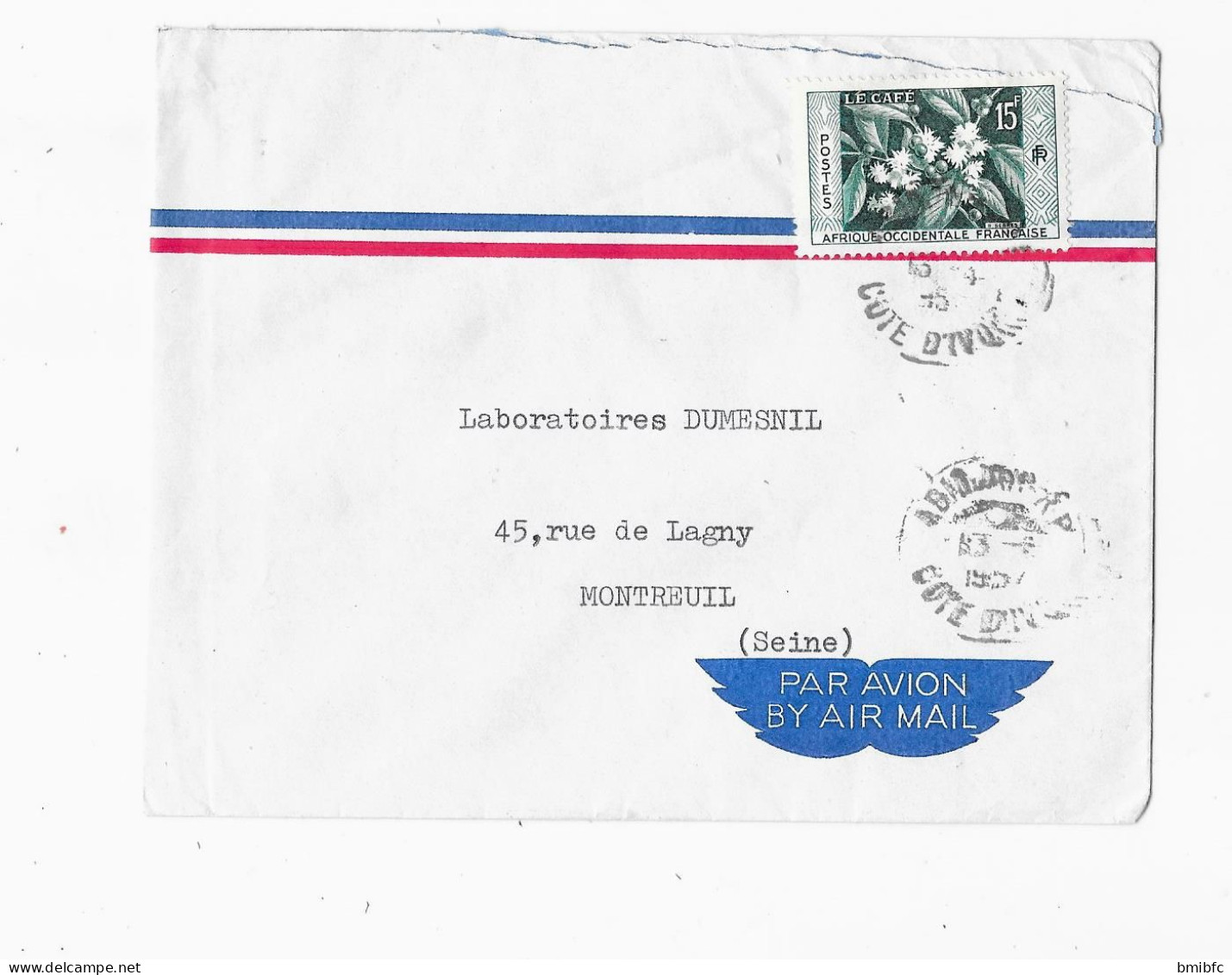 Sur Lettre BY AIR MAIL -  AFRIQUE OCCIDENTALE FRANÇAISE   - 15f - Lettres & Documents