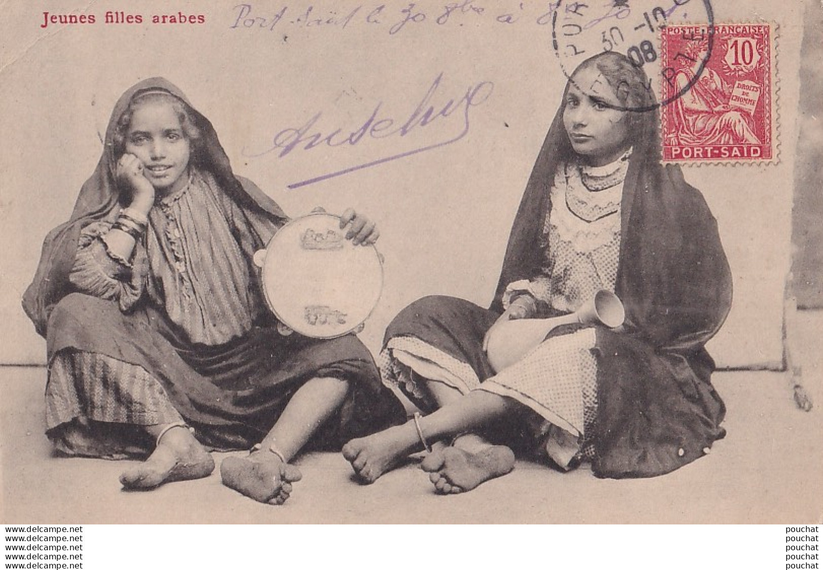 L14- EGYPTE - JEUNES FILLES ARABES - EN 1908 DE PORT SAID  - Personen