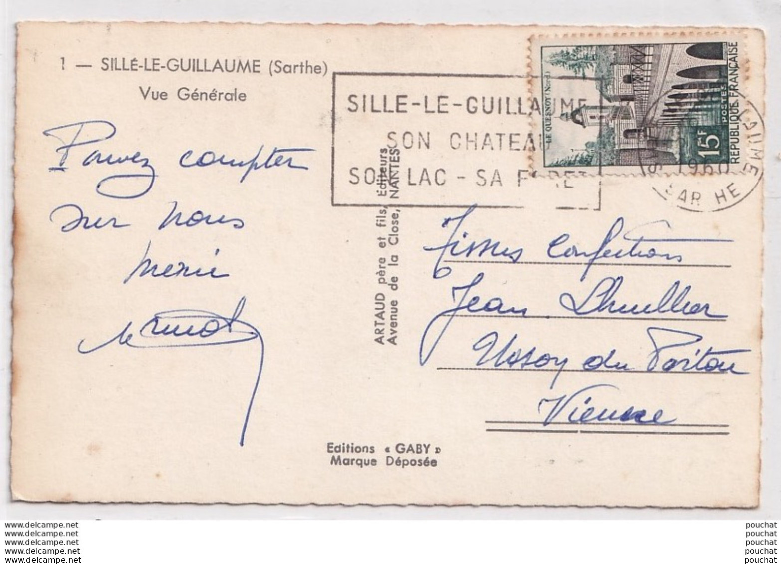 L14-72) SILLE LE GUILLAUME - SARTHE - VUE GENERALE - EN  1960  -  ( 2 SCANS )  - Sille Le Guillaume