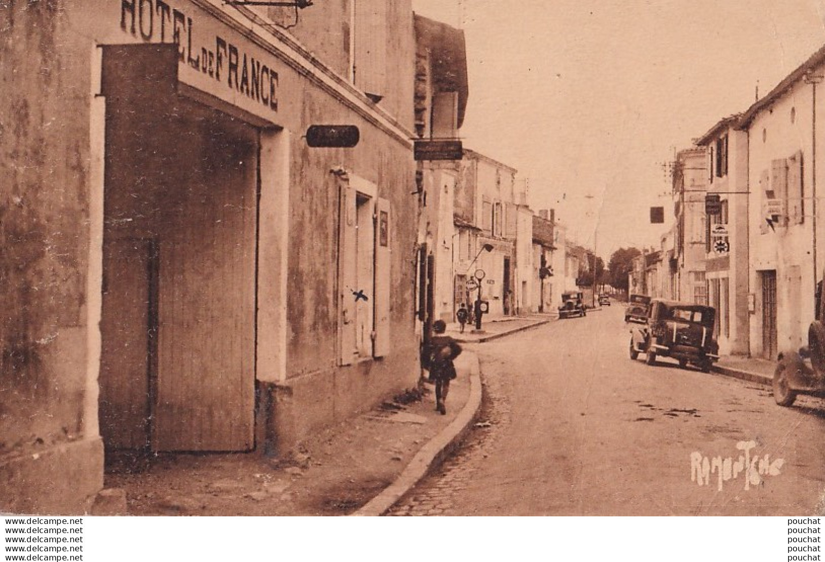 79) MAUZE SUR LE MIGNON - L'HOTEL DE FRANCE - EDIT. RAMONTCHO - BERGEVIN , LA ROCHELLE - EN F.M. DE 1945 - ( 2 SCANS ) - Mauze Sur Le Mignon