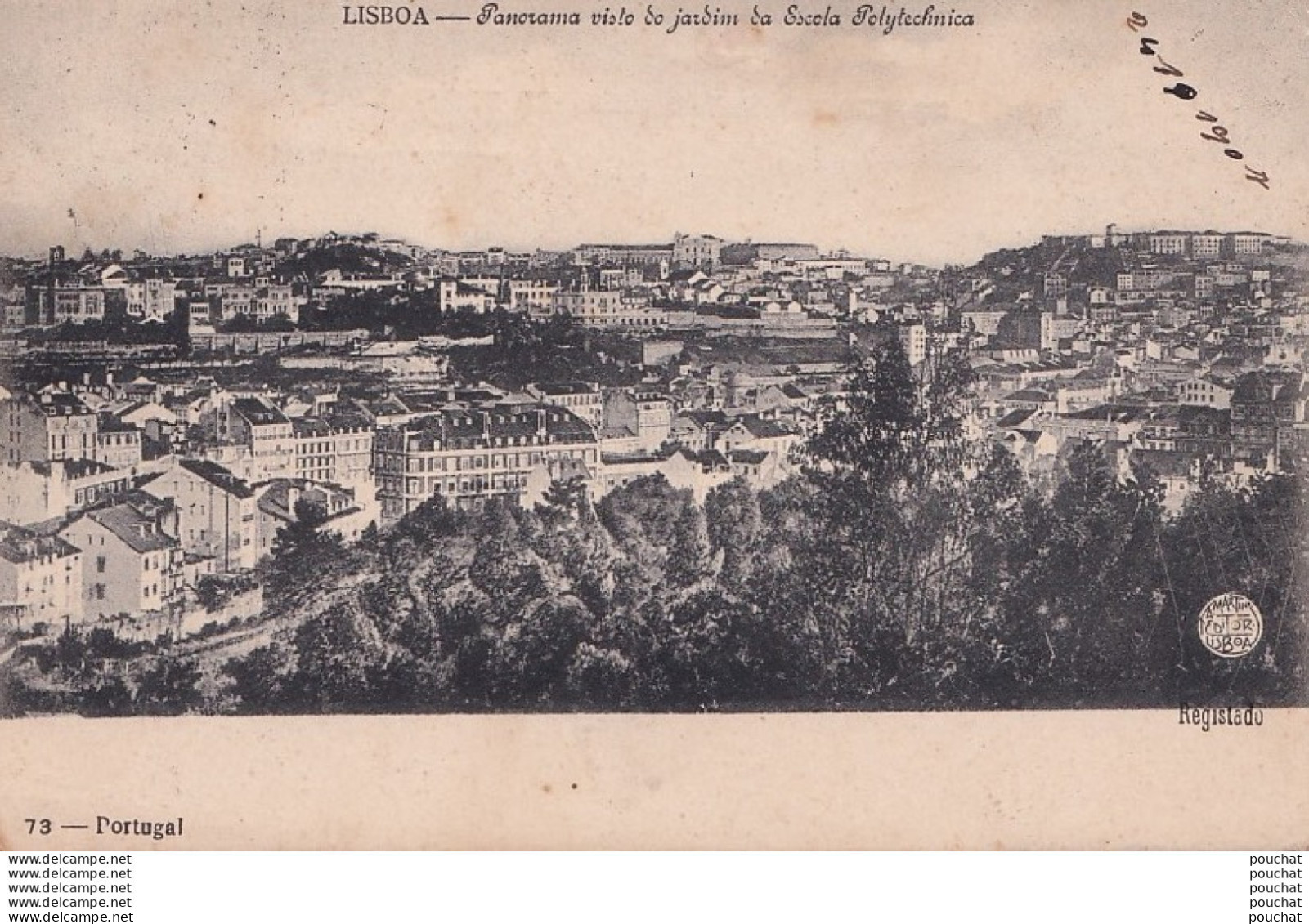 L12- LISBOA (PORTUGAL) PANORAMA VISTO DO JARDIM DA ESCOLA  POLYTECHNICA  - EN 1907 - ( 2 SCANS ) - Lisboa