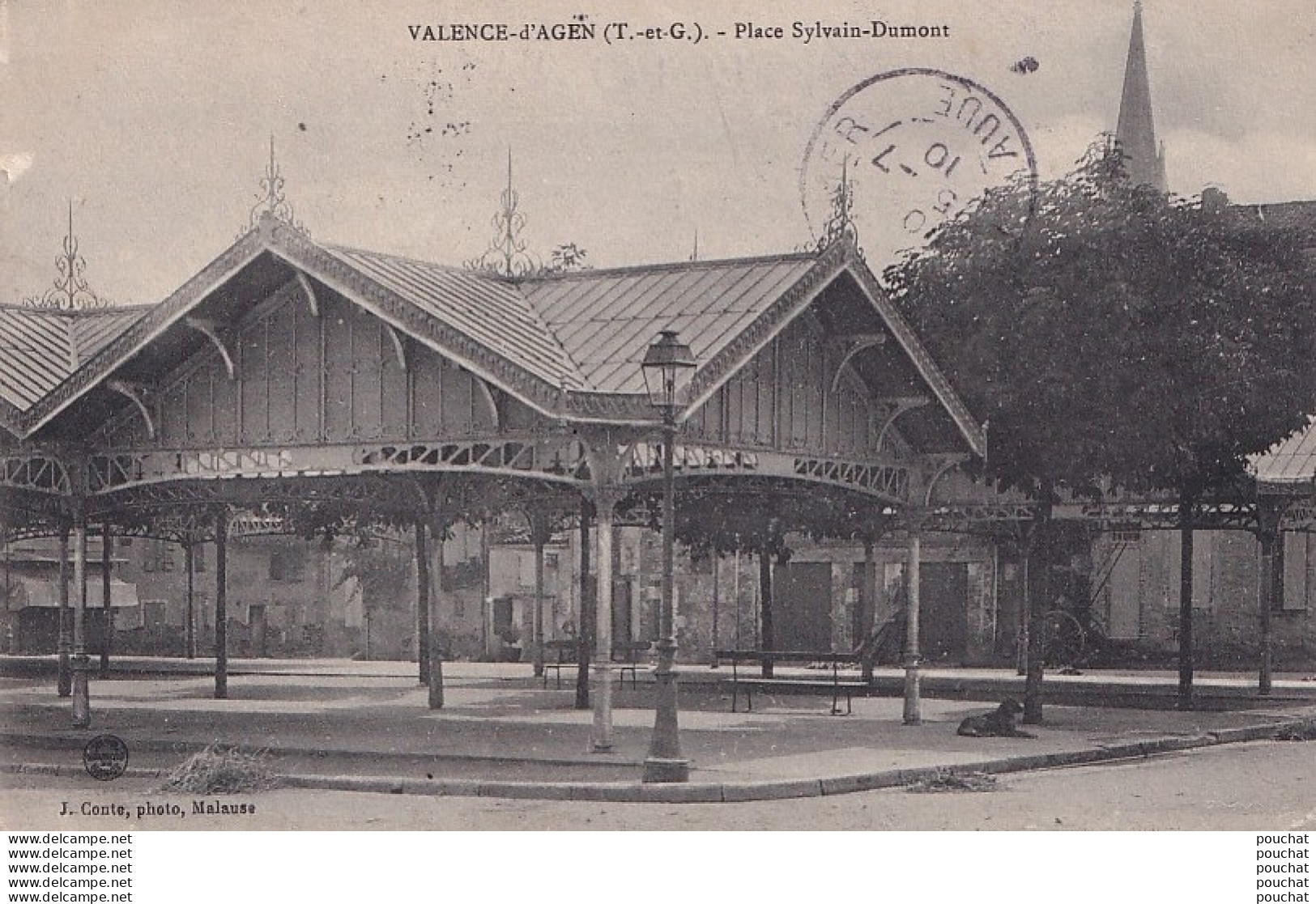 L11-82) VALENCE D ' AGEN (TARN ET GARONNE) PLACE SYLVAIN DUMONT - LA HALLE - EN 1910 - ( 2 SCANS )  - Valence