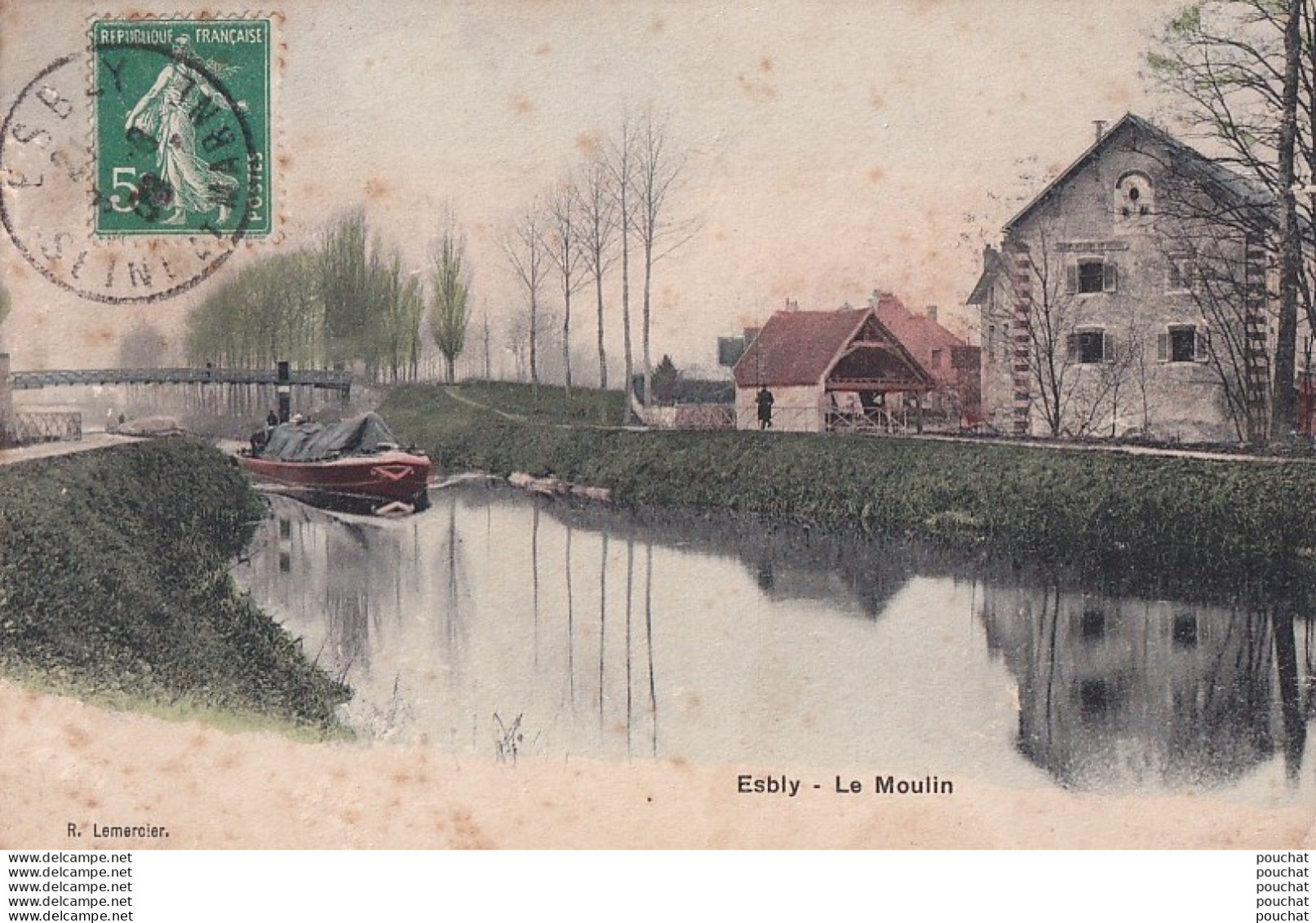 L10-77) ESBLY - LE MOULIN - PENICHE - COLORISEE - EN 1906 - Esbly