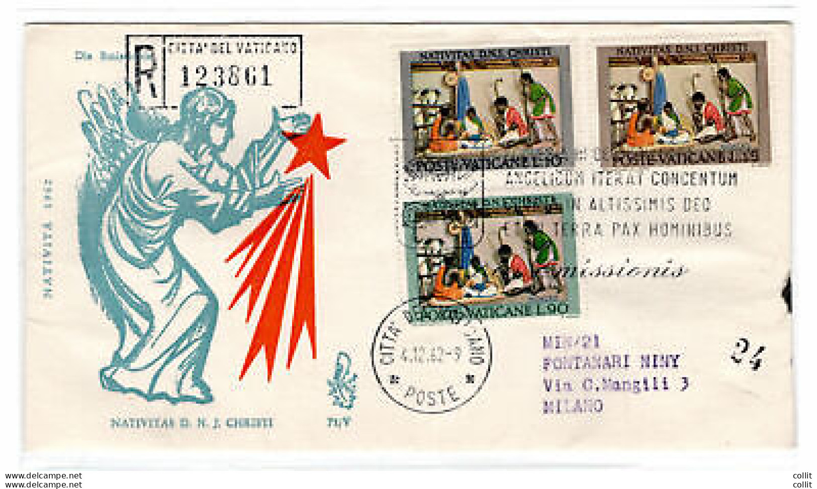 Vaticano FDC Venetia 1962 Natale  Viaggiata Racc. Per L'Italia - FDC