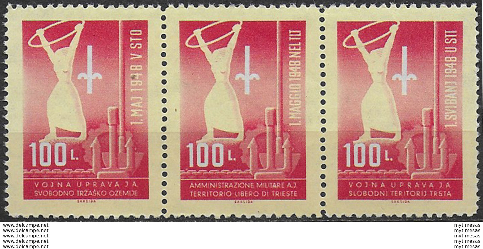 1948 Trieste B 1 Maggio 3v. MNH Sassone N. 1/3 - Ohne Zuordnung