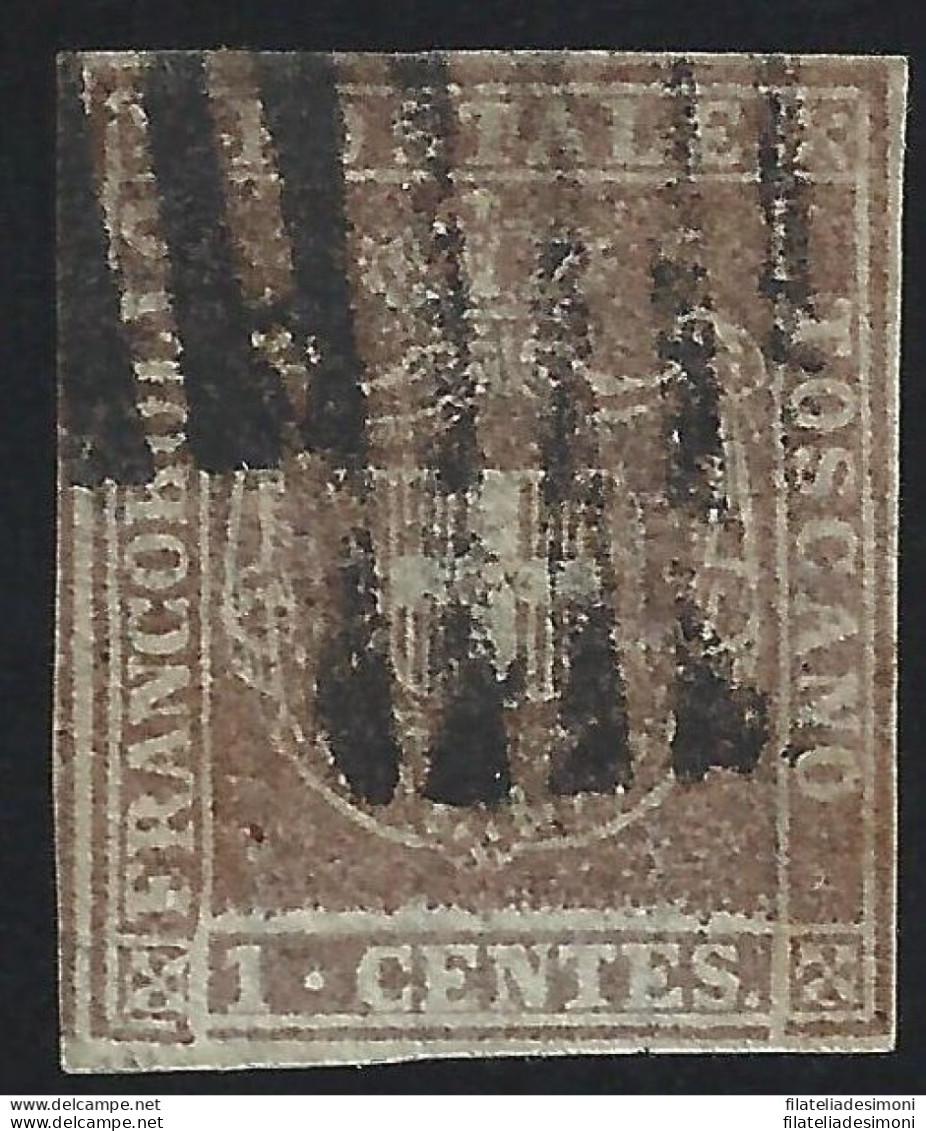 1860 TOSCANA, N° 17b 1 Cent. Bruno Lilla USATO - Toscane