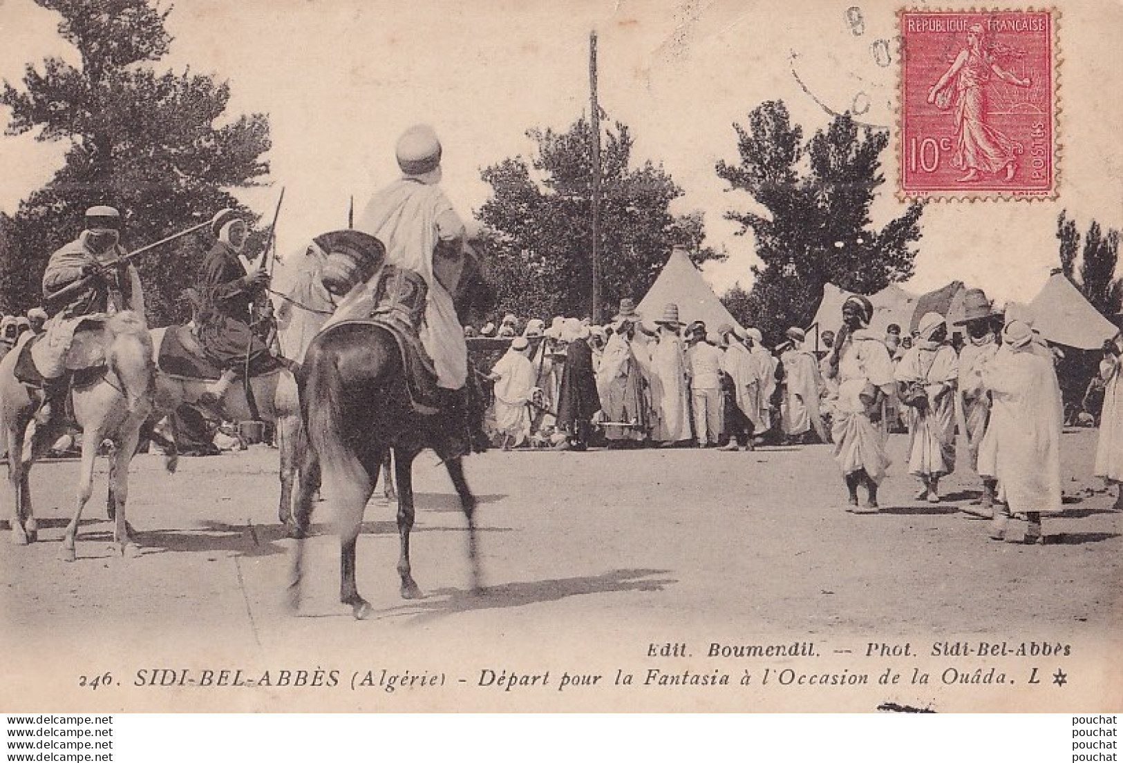 SIDI BEL ABBES - ALGERIE - DEPART POUR LA FANTASIA A L ' OCCASION DE LA OUADA - EN  1908 - Sidi-bel-Abbès
