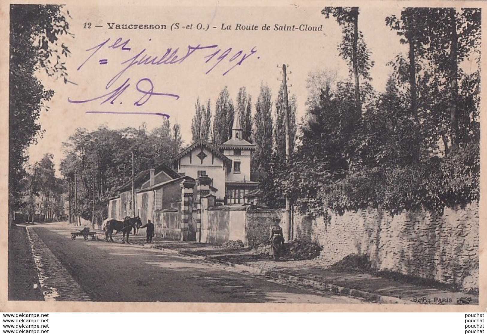 M11-92) VAUCRESSON - LA ROUTE DE SAINT CLOUD - ANIMEE - EN 1907 - ( 2 SCANS ) - Vaucresson