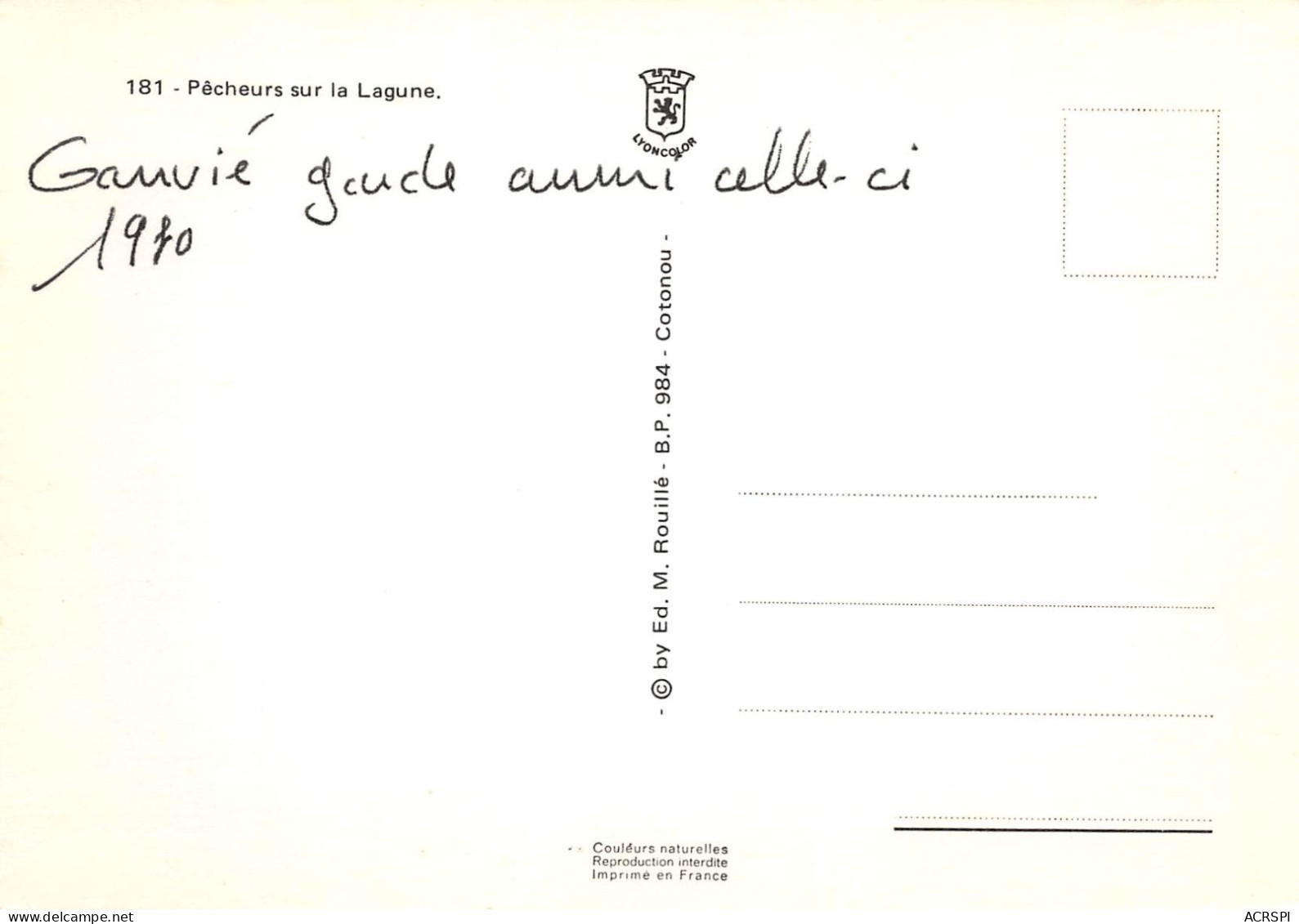 BENIN Ganvié  Cité Lacustre Pecheurs Sur La Lagune 17 (scan Recto Verso)KEVREN06VIC - Benín