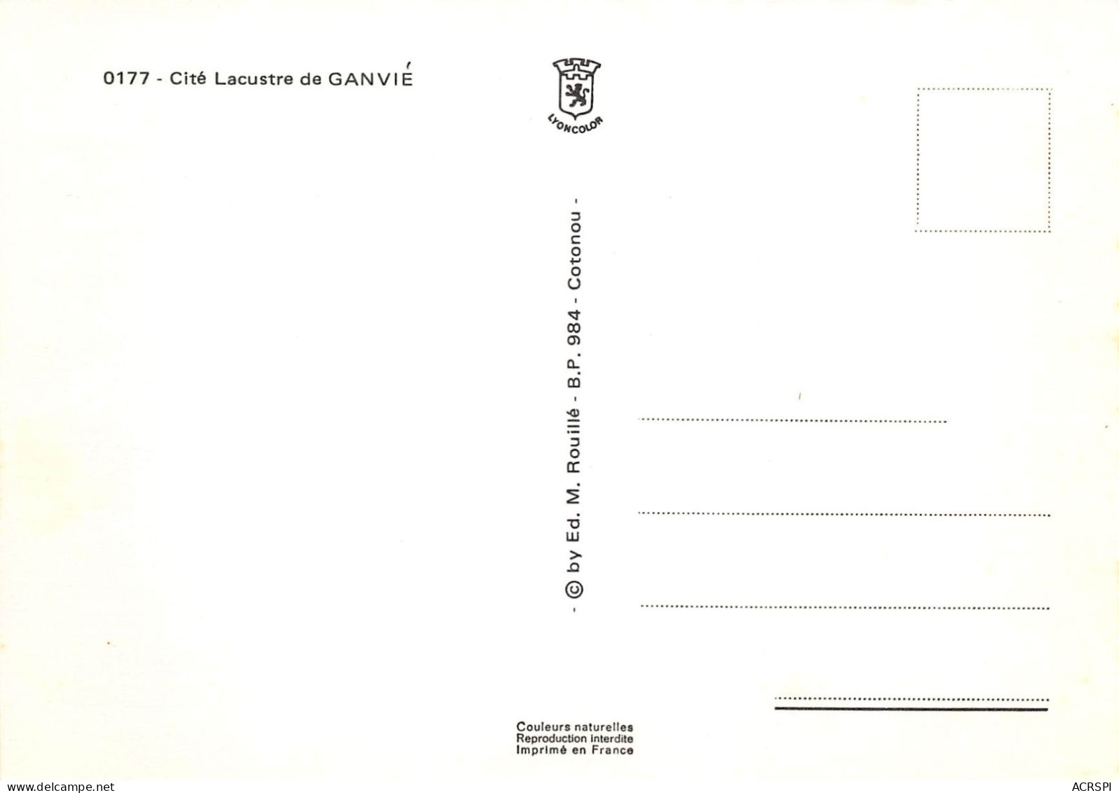BENIN Ganvié  Cité Lacustre 19 (scan Recto Verso)KEVREN06VIC - Benín