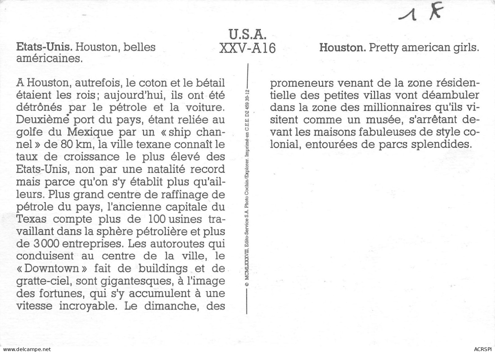 HOUSTON TEXAS USA Belles Américaines Auto Voiture  28 (scan Recto Verso)KEVREN075BIS - Houston