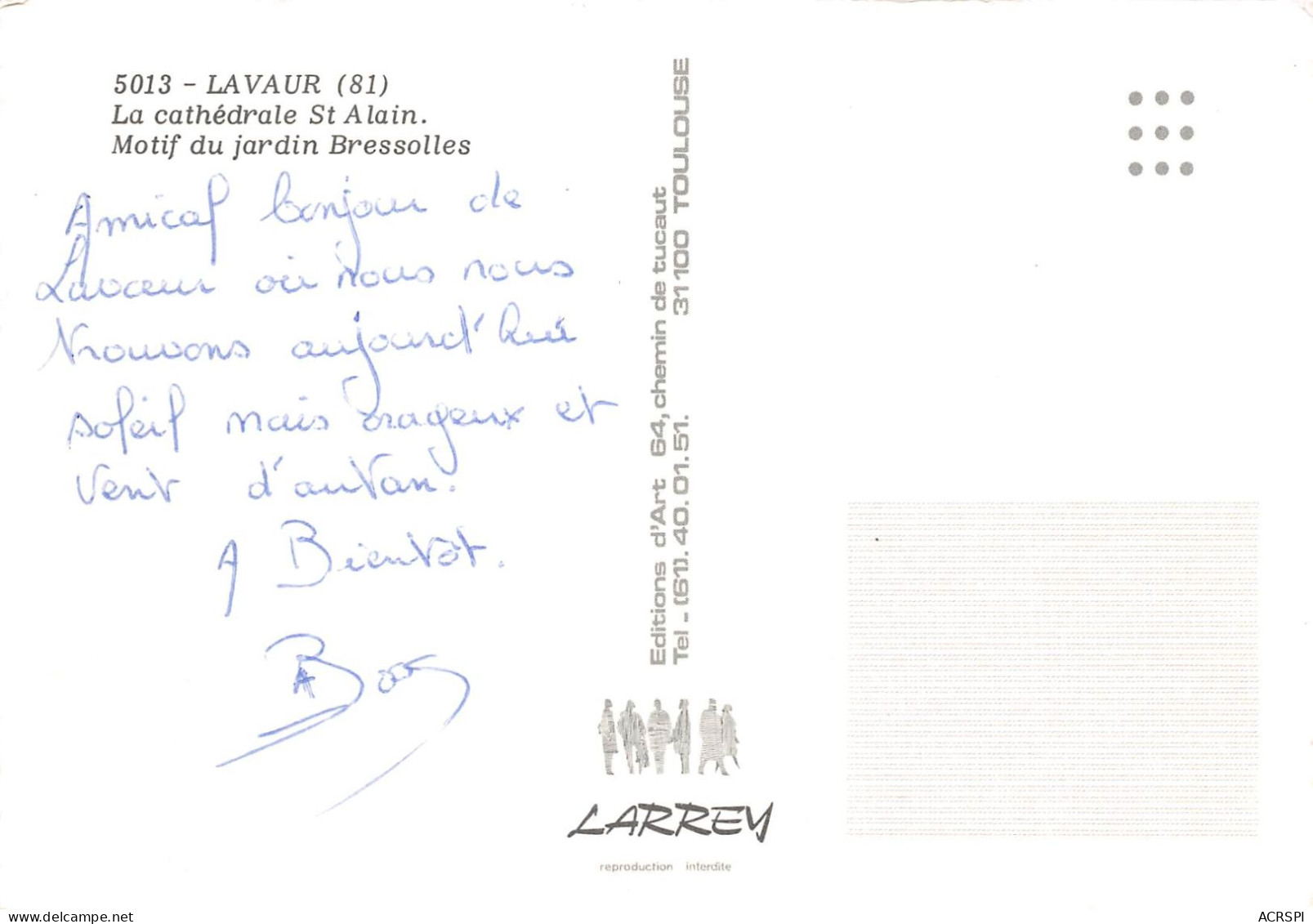 LAVAUR  Motif Du Jardin BRESSOLLES  Cathedrale Saint Alain  37 (scan Recto Verso)KEVREN074BIS - Lavaur