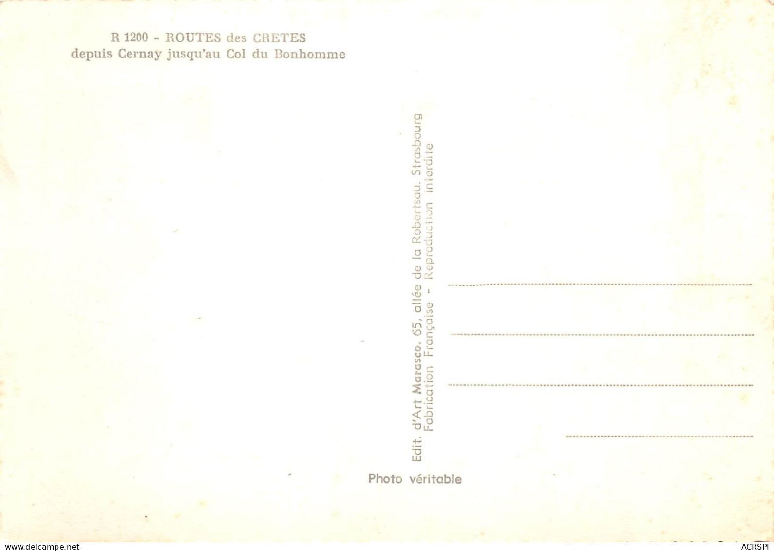 CERNAY Route Des Crettes Col Du Bonhomme  29 (scan Recto Verso)KEVREN73BIS - Cernay