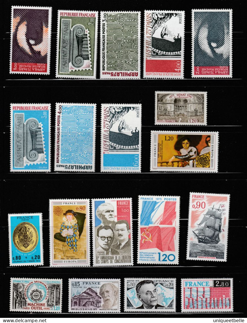 FRANCE, Année 1975  Neufs**, Faciale 10,40€, Prix Fixe - 1950-1959