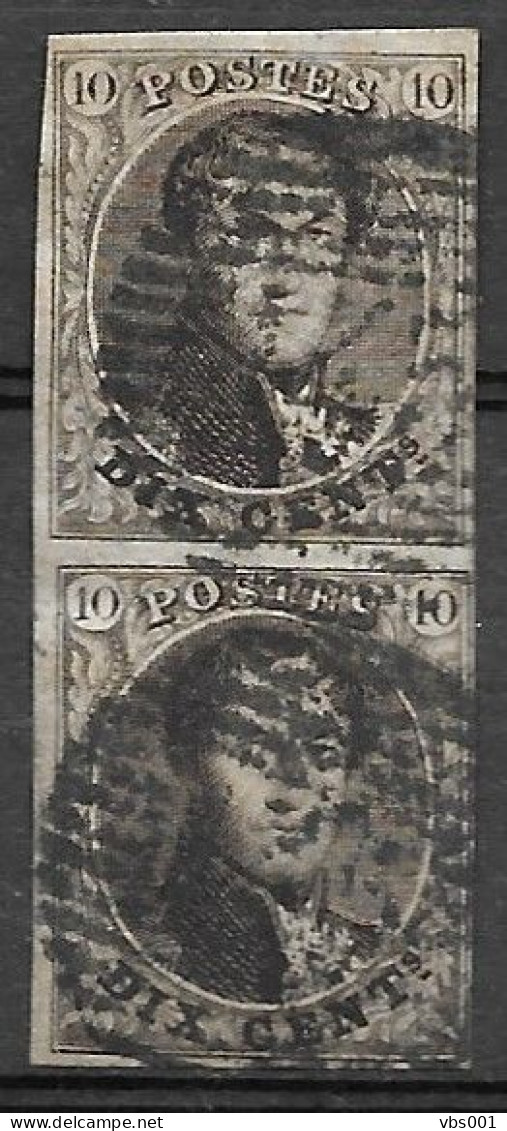 OBP6 In Paar, Met 4 Randen En Met Balkstempel P145 Oosterzele (nogal Onduidelijk, Zie Scans) - 1851-1857 Medallions (6/8)