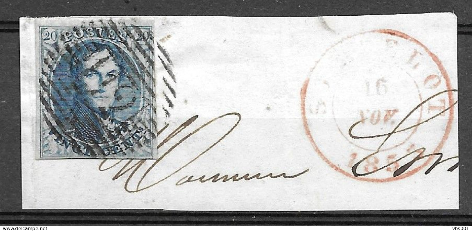 OBP7 Op Fragment, Met 4 Randen En Met Balkstempel P112 Stavelot (zie Scans) - 1851-1857 Medaillons (6/8)