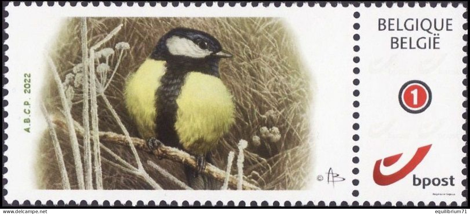 DUOSTAMP** / MYSTAMP** - Mésange Charbonnière / Koolmees / Parus Major - BUZIN - Gommé / Gegomd - ABCP - 1985-.. Oiseaux (Buzin)