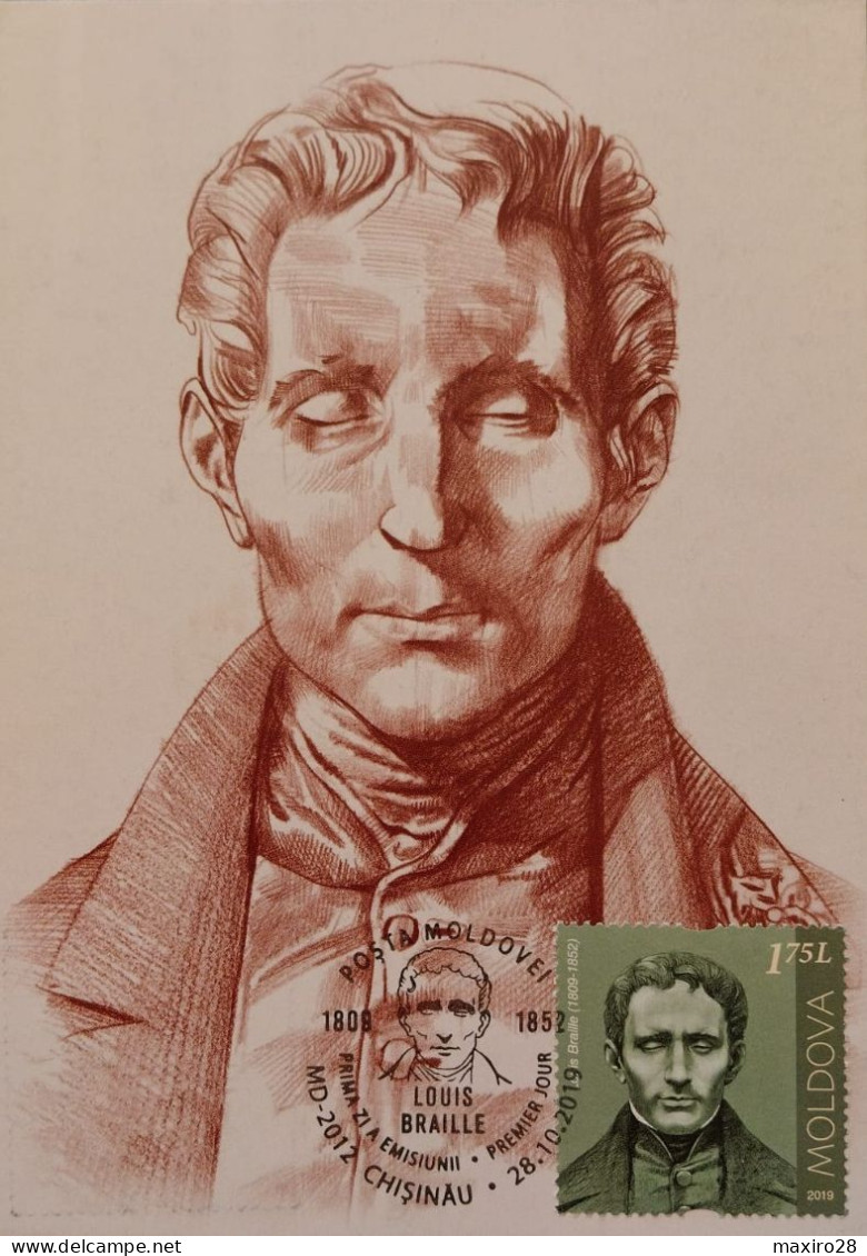 Louis Braille - Maxi Card, Maximum, Moldova 2019 (Personalities) - Cartes-maximum (CM)