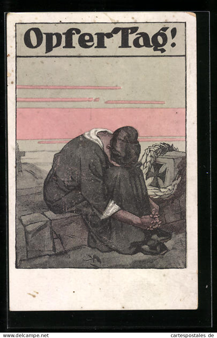 Künstler-AK Opfer-Tag 1917, Rotes Kreuz  - Croix-Rouge