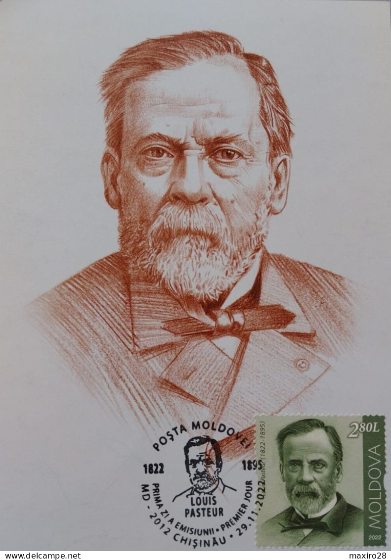 Louis Pasteur - Maxi Card, Maximum, Moldova 2022 (Medicine, Personalities) - Tarjetas – Máximo