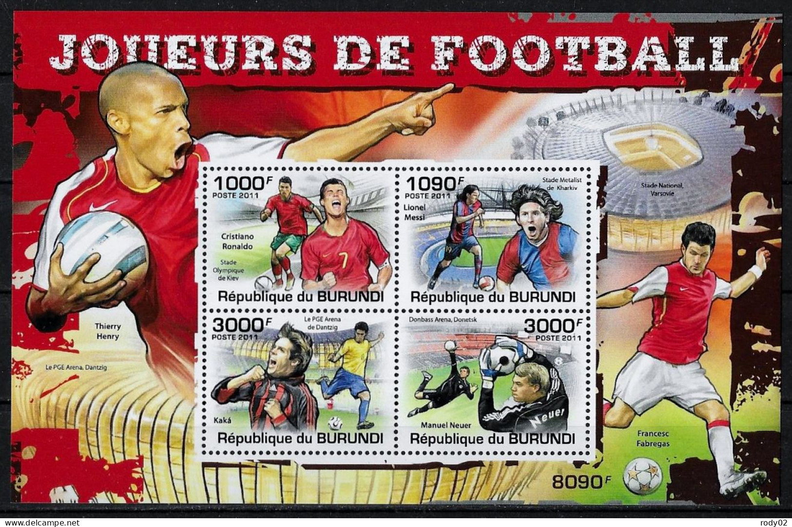 BURUNDI - FOOTBALL - N° 1285 A 1288 ET BF 172 - NEUF** MNH - Nuovi