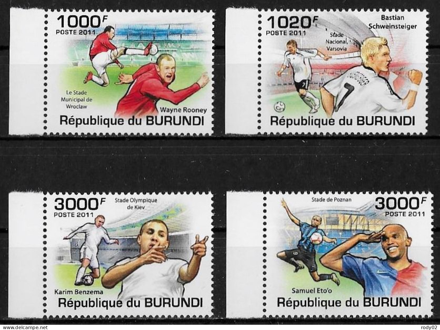 BURUNDI - FOOTBALL - N° 1285 A 1288 ET BF 172 - NEUF** MNH - Unused Stamps