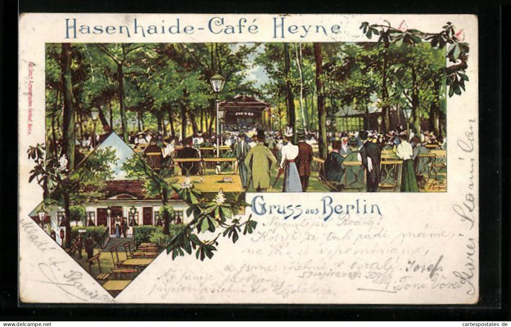AK Berlin, Hasenheide-Café Heyne  - Kreuzberg