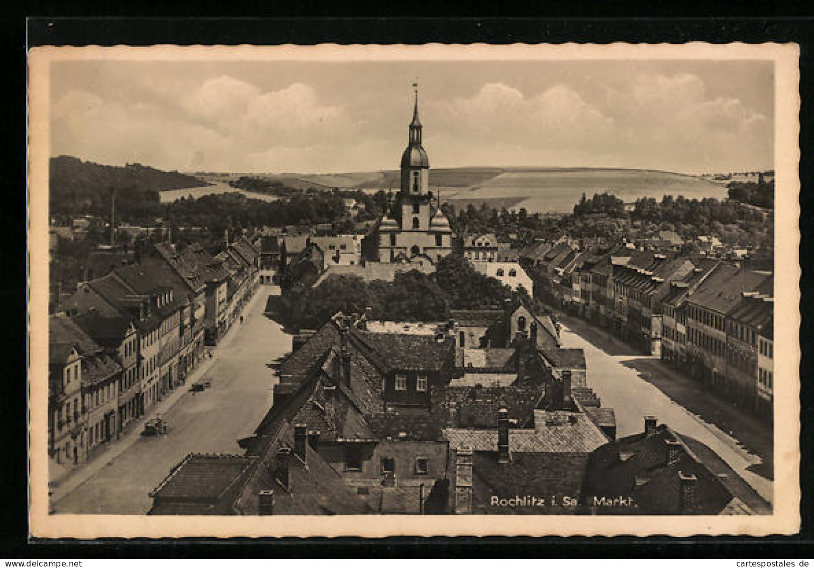 AK Rochlitz I. Sa., Markt Mit Kirche  - Rochlitz