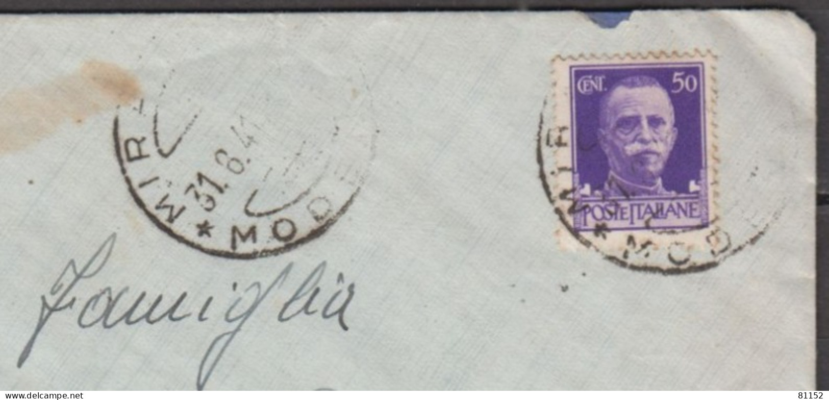 ITALIE    Lettre De MODENA   Le 31 VIII 1941  Avec Victor Emmanuel III  50c Violet  Pour MILANO Et " Censure MILITAIRE " - Militaire Post (PM)