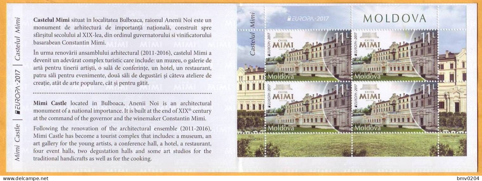 2017 Moldova Moldavie Moldau Booklet Europa - Cept  Castle. Mimi. Bulboaca - 2017