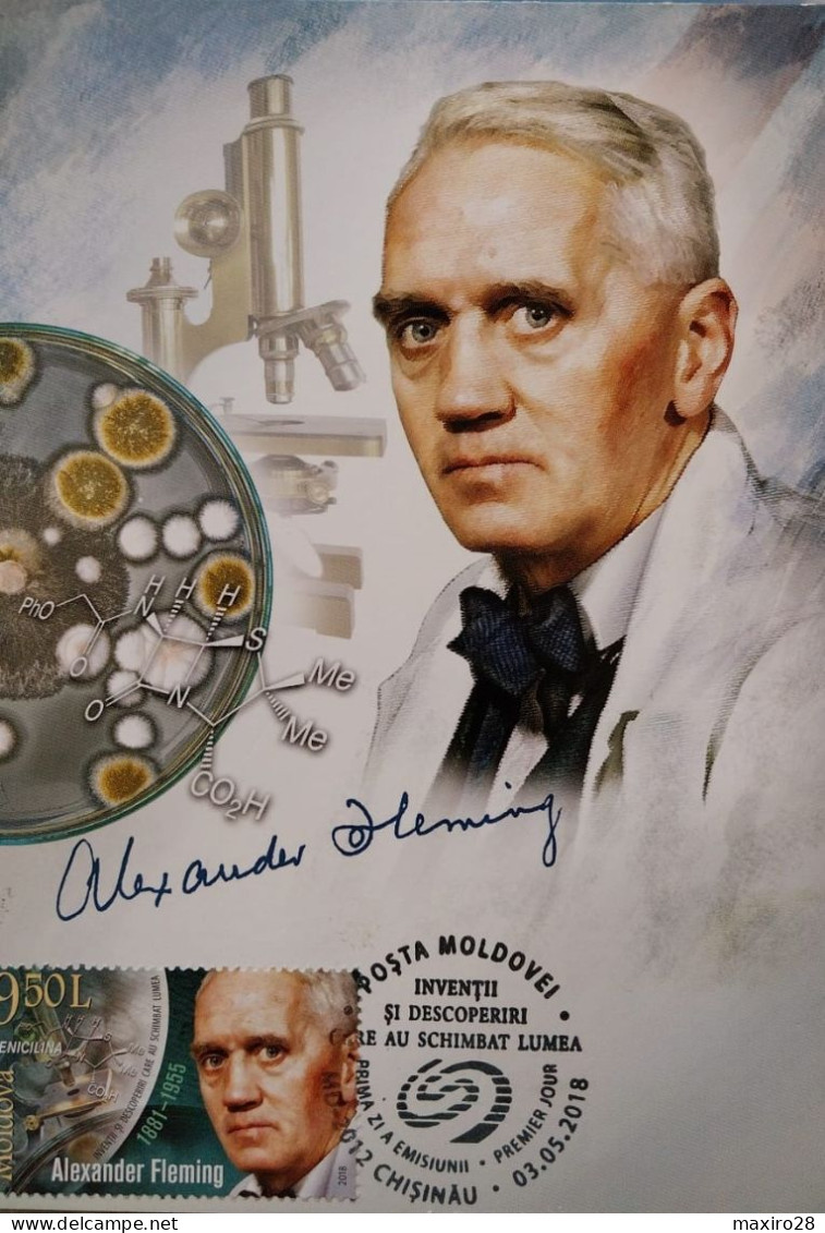 Alexander Fleming - Maxi Card, Maximum, Moldova 2018 (Medicine, Personalities) - Maximumkarten (MC)