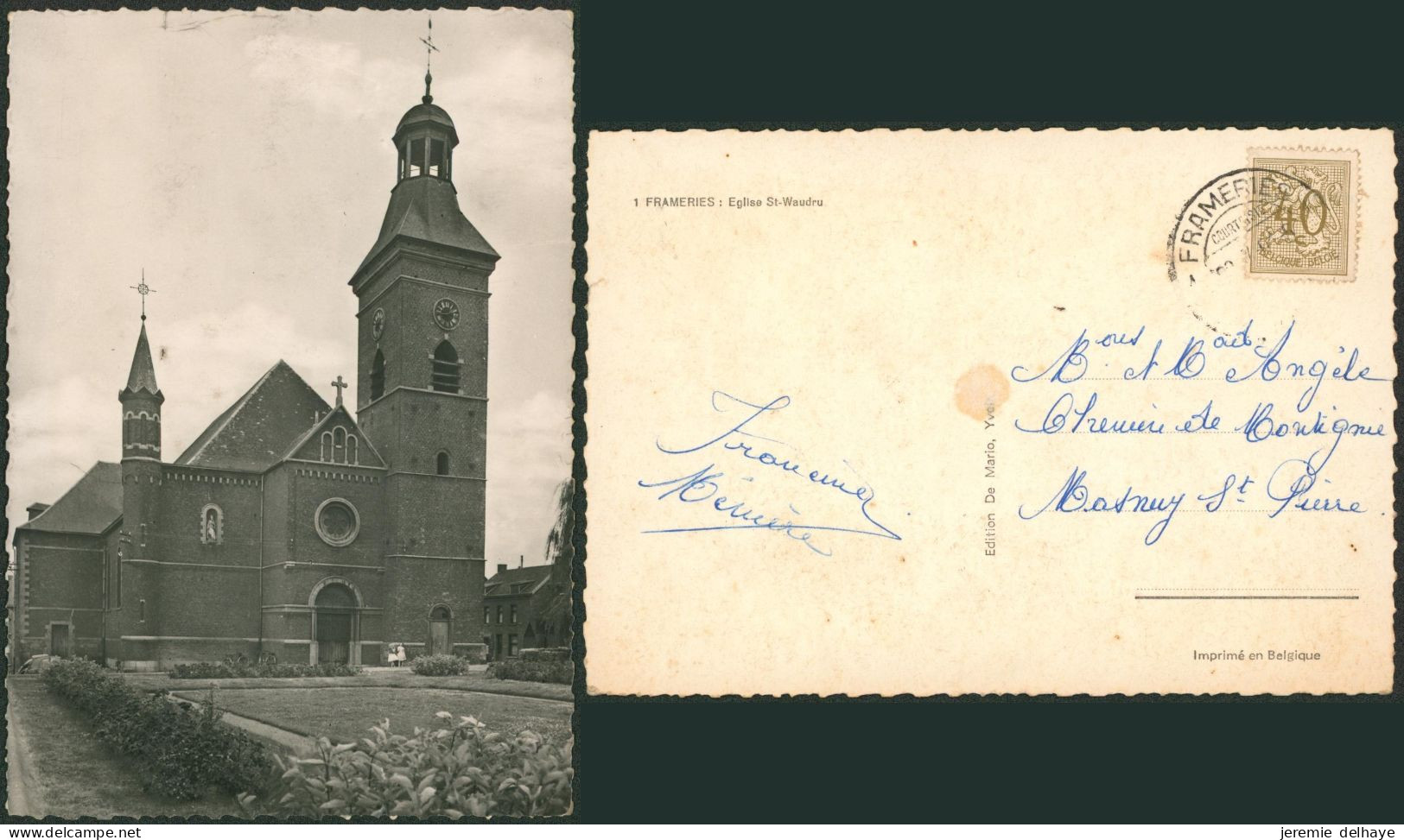 Carte Postale - Frameries (CPM) : église St-Waudru - Frameries