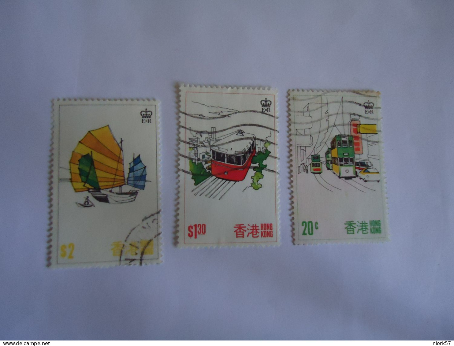 HONG  KONG  USED STAMPS TRANSPORT TRAINS SHIPS 3 - Other & Unclassified