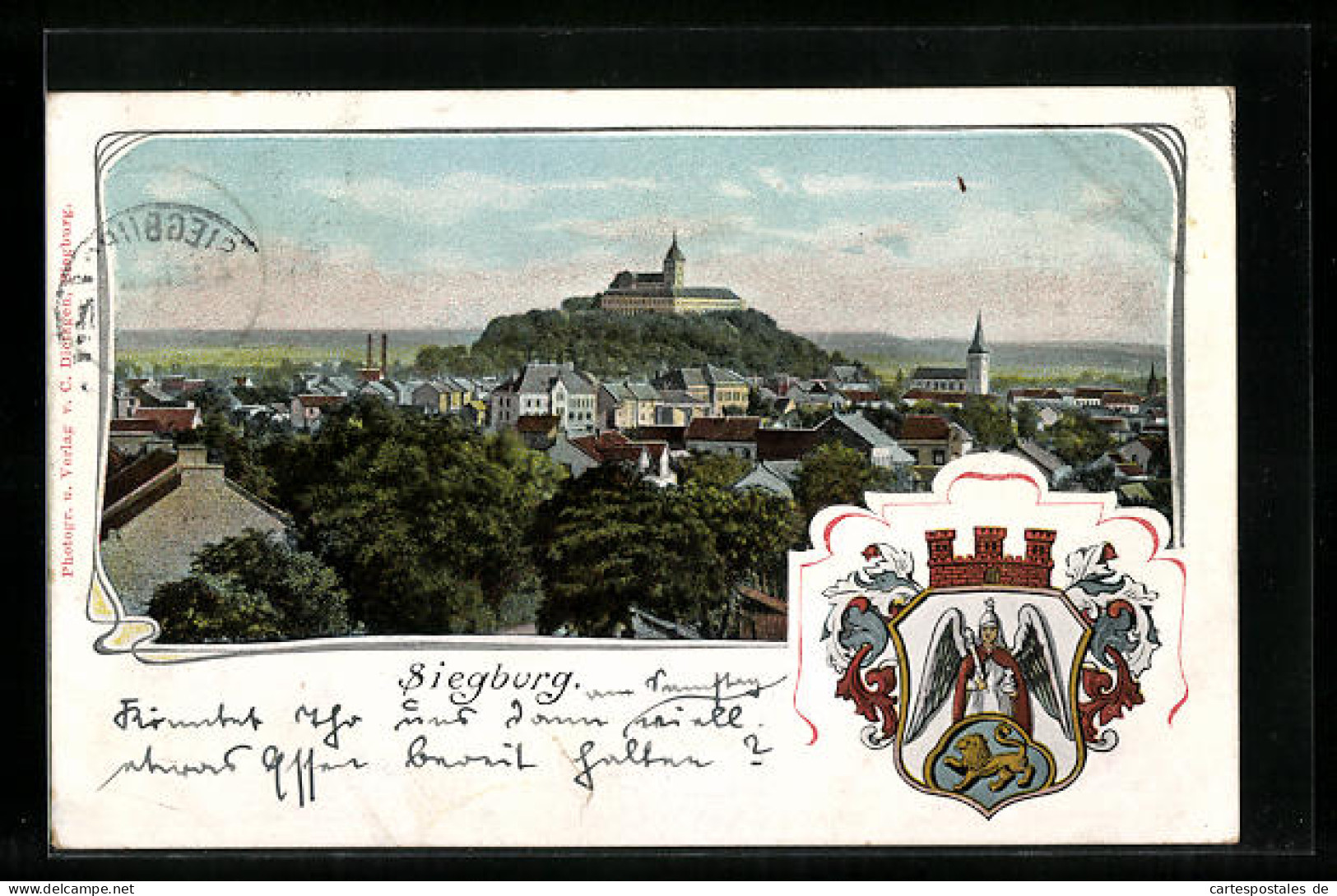 AK Siegburg, Stadttotale Mit Schloss Und Wappen  - Siegburg